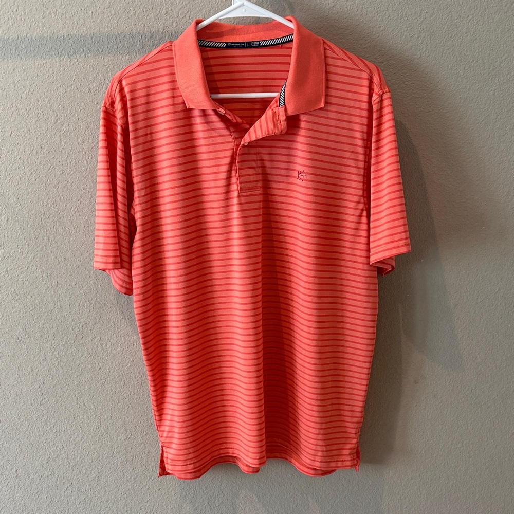 Southern Tide Coral Striped Polo Shirt